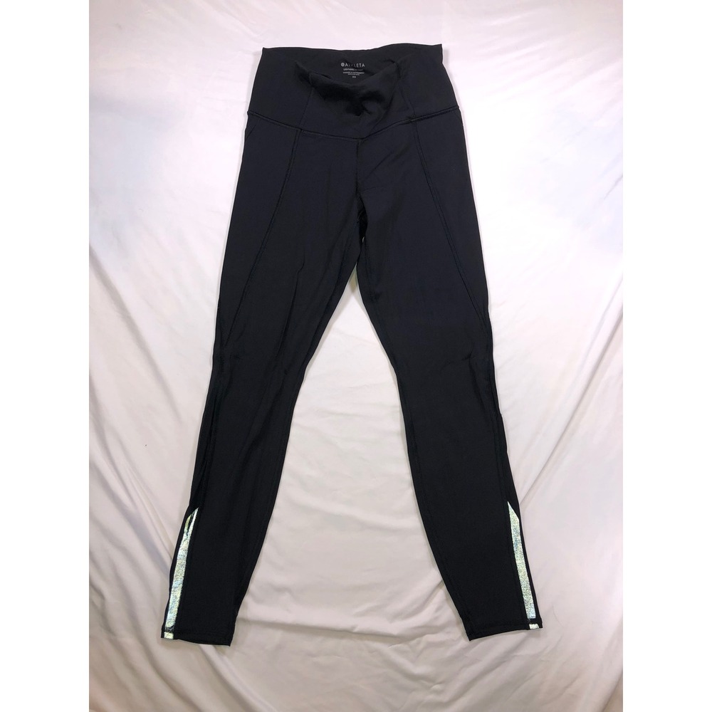 Athleta Lightning 7/8 Tight Black High Rise Reflective Leggings XS